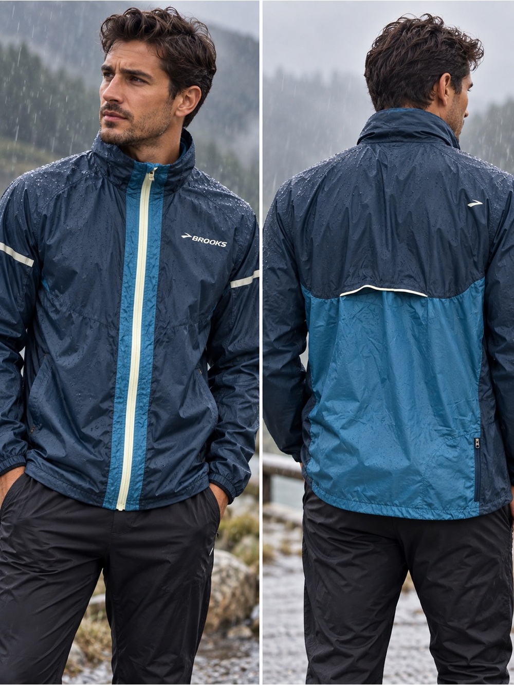 🌙✨🆕 Brooks Men’s Lightweight Windbreaker Jacket XL Packable Running